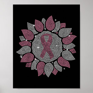 Grappig Bling Zonnebloem Roze Lintje Borstkanker A Poster