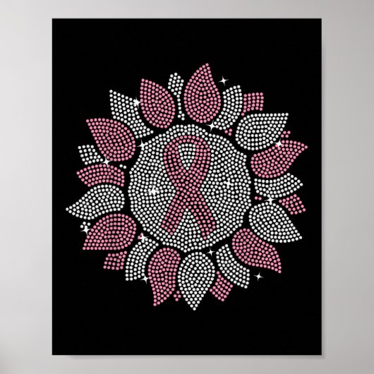 Grappig Bling Zonnebloem Roze Lintje Borstkanker A Poster (Voorkant)