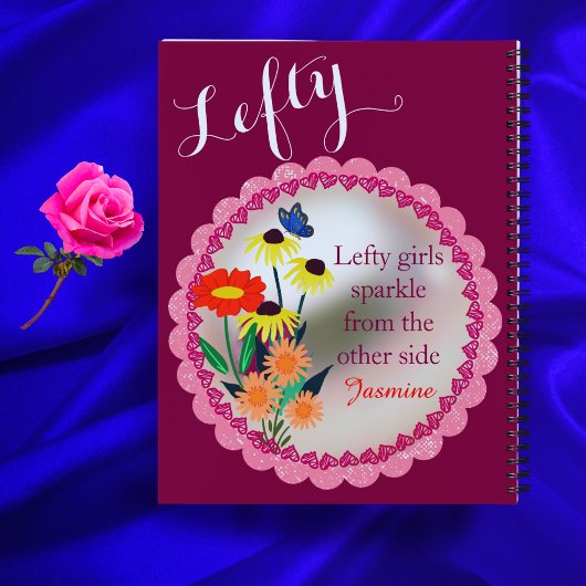 Grappig Bloemen Aangepaste Naam Linkshandige Schoo Notitieboek