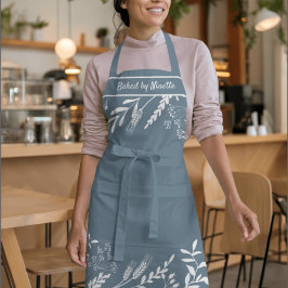 Grappig bloemenkrans in blauw gepersonaliseerde sc schort