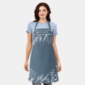 Grappig bloemenkrans in blauw persoonlijk schort (Gedragen)