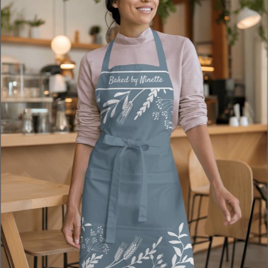 Grappig bloemenkrans in blauw persoonlijk schort