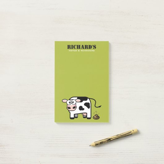 Grappig blozen Pooping Cow Illustratie Post-it® Notes (Op bureau)