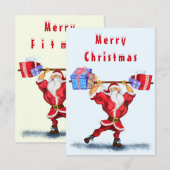 Grappig Bodybuilding Christmas Kaart Fitness Santa (Voorkant / Achterkant)