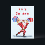 Grappig Bodybuilding Christmas Kaart Fitness Santa<br><div class="desc">Funny Christmas Kaarten Bodybuilder Santa Claus met Christmas Gifts Cartoon Painting Fun Collectie - of Kies / Voeg Uw Unieke Tekst / Naam / Kleur - Maak Uw Speciale Gift - Vergroot en verplaats of verwijder en voeg elementen / tekst met Customization tool ! Schilderen en ontwerpen van MINNED. Bekijk...</div>