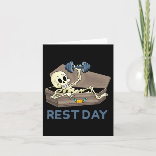 Grappig Bodybuilding Gewichtheffen Skeleton Rest D Kaart (Voorkant)