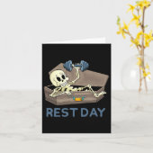 Grappig Bodybuilding Gewichtheffen Skeleton Rest D Kaart (Gele Bloem)