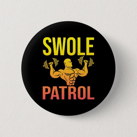 Grappig Bodybuilding Zool Patrol Gewichtheffer Zeg Ronde Button 5,7 Cm (Voorkant)