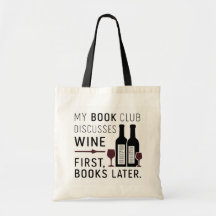 Grappig boek club wijn citaat tas