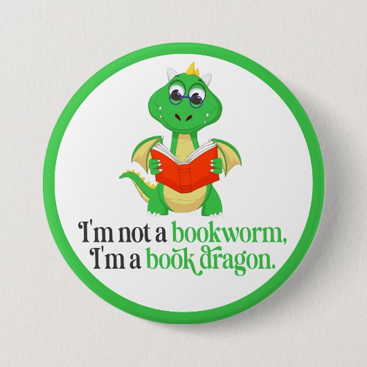 Grappig boek lezen - Boekenwurm Ronde Button 7,6 Cm (Voorkant)