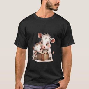 grappig boek lezende koeien voor vrouwen en meisje t-shirt