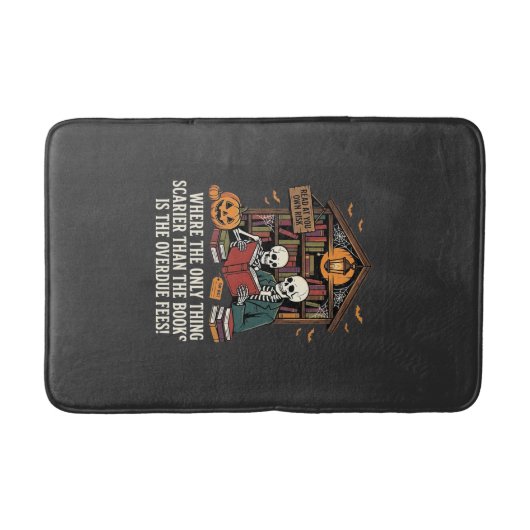 Grappig Boek Liefhebber Halloween Skelet Bibliothe Badmat (Voorkant)