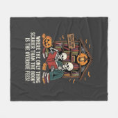 Grappig Boek Liefhebber Halloween Skelet Bibliothe Fleece Deken (Voorkant (Horizontaal))