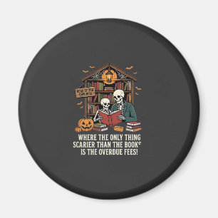 Grappig Boek Liefhebber Halloween Skelet Bibliothe Magneet