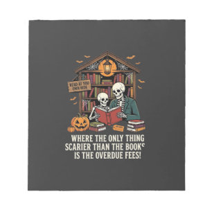 Grappig Boek Liefhebber Halloween Skelet Bibliothe Notitieblok