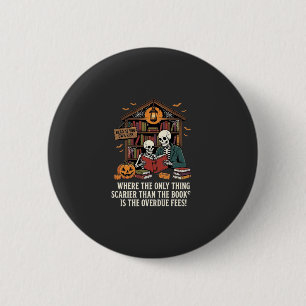 Grappig Boek Liefhebber Halloween Skelet Bibliothe Ronde Button 5,7 Cm