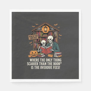 Grappig Boek Liefhebber Halloween Skelet Bibliothe Servet