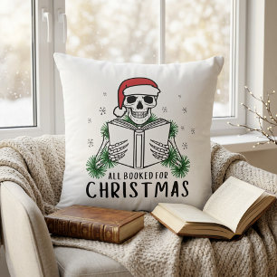 Grappig Boek Liefhebber Kerst Lezen Skelet Kussen