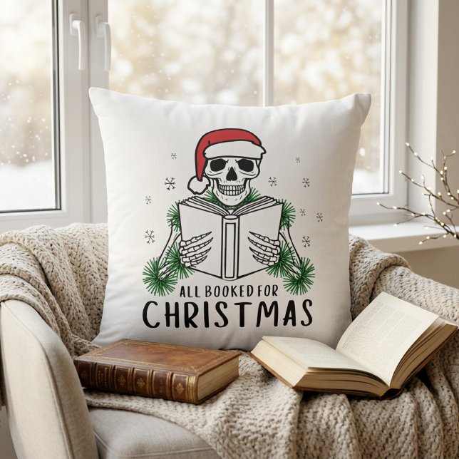 Grappig Boek Liefhebber Kerst Lezen Skelet Kussen (Creator heeft geüpload)