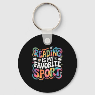 Grappig boek liefhebber tie dye groovy lezen is fa sleutelhanger