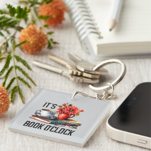 Grappig boek o'clock word art sleutelhanger