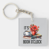 Grappig boek o'clock word art sleutelhanger (voorkant)