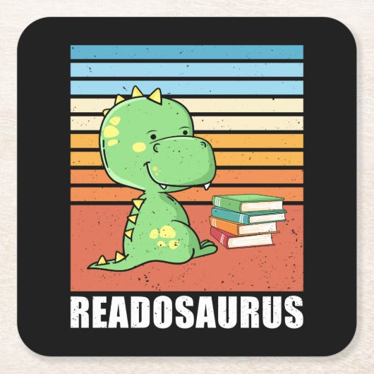 Grappig boek Readosaurus Dinosaur Lezen Dino Retro Kartonnen Onderzetters (Voorkant)