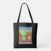 Grappig boek Readosaurus Dinosaur Lezen Dino Retro Tote Bag (Achterkant)