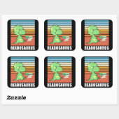 Grappig boek Readosaurus Dinosaur Lezen Dino Retro Vierkante Sticker (Vel)