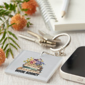 Grappig boek verslaafd woord kunst sleutelhanger (Voorkant Rechts)