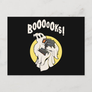 Grappig Boekenwurm Spook Halloween Kostuum Boooook Briefkaart