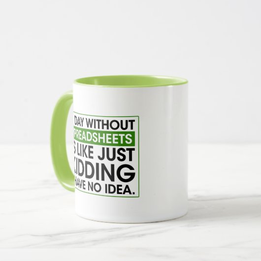 Grappig boekhouden, een dag zonder spreadsheets ca mok (Voorkant links)