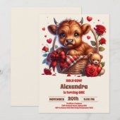 Grappig Boerderij Heilige Koe Hoogland 1e Verjaard Kaart (Voorkant / Achterkant)