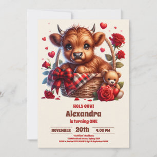 Grappig Boerderij Heilige Koe Hoogland 1e Verjaard Kaart