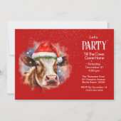Grappig Boerderij Koe Santa Hat Rood Kerstfeest Kaart (Voorkant)