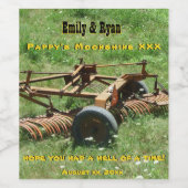 Grappig, Boerderij, Schuur bruiloft, Moonshine Wijn Etiket (Enkel label)