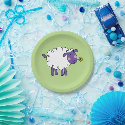 grappig boerderij wollig schaap papieren bordje (Feest)