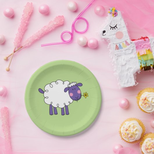 grappig boerderij wollig schaap papieren bordje (Feest)