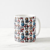 Grappig Boksen Kat Hond Patroon Design Koffiemok (Voorkant rechts)