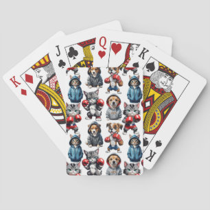Grappig Boksen Kat Hond Patroon Design Pokerkaarten