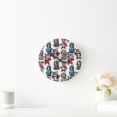 Grappig Boksen Kat Hond Patroon Design Ronde Klok (Huis)