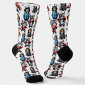 Grappig Boksen Kat Hond Patroon Design Sokken (Gebogen)