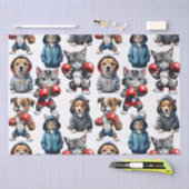 Grappig Boksen Kat Hond Patroon Design Tissuepapier (Craft)