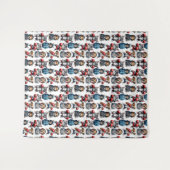 Grappig Boksen Kat Hond Patroon Design Wandkleed (Voorkant (horizontaal))