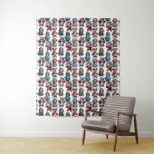 Grappig Boksen Kat Hond Patroon Design Wandkleed (In situ)