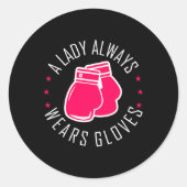 Grappig Boksen Roze Handschoenen T Shirt Vrouwen B Ronde Sticker (Voorkant)