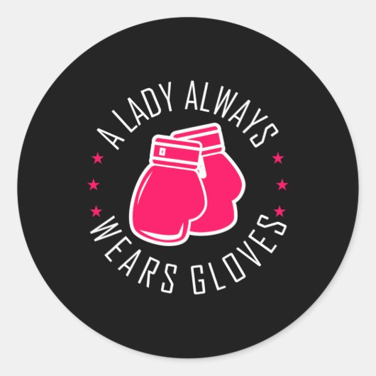 Grappig Boksen Roze Handschoenen T Shirt Vrouwen B Ronde Sticker (Voorkant)