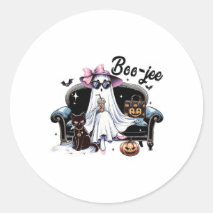 Grappig Boo Jee Ghost Halloween Boo Jee Ghost Spoo Ronde Sticker