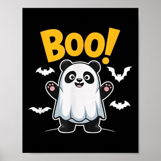 Grappig Boo Panda Halloween Ghost Design voor kind Poster (Voorkant)