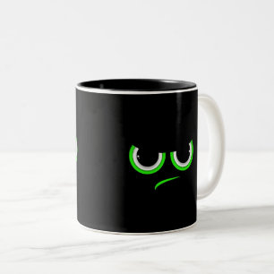 Grappig Boos Gezicht Groene Ogen Ontwerp Tweekleurige Koffiemok